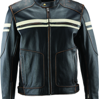 River Road Hoodlum Vintage Leather Jacket Black - 3XL