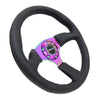 NRG Reinforced Steering Wheel (350mm / 2.5in. Deep) Leather Race Comfort Grip w/4mm Neochrome Spokes