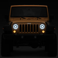 Raxiom 07-18 Jeep Wrangler JK Axial Series LED Headlights- Black Housing (Clear Lens)