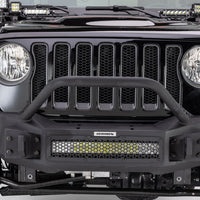 Go Rhino 07-20 Jeep Wrangler JL/JLU/JK/JKU/Gladiator JT Rockline Front Stubby Bumper w/ Overrider