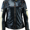 River Road Dame Vintage Leather Jacket Black Womens - Medium