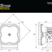 Diode Dynamics SS3 LED Bumper 1 In Roll Bar Kit Sport - Yellow SAE Fog (Pair)