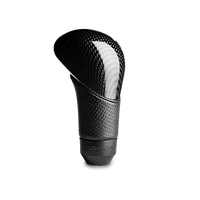 Momo Shadow Shift Knob - Black Airleather, Carbon Effect Insert