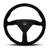 Momo Montecarlo Alcantara Steering Wheel 320 mm - Black/Black Stitch/Black Spokes