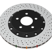 DBA 2022+ Volkswagen Golf R Mk8 5000 Series Cross Drilled & Dimpled 2 Piece Front Brake Rotor