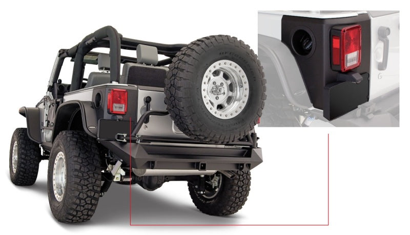 Bushwacker 07-18 Jeep Wrangler Trail Armor Rear Corners - Black