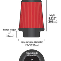 AEM 6 in DRY Flow Short Neck 9 in Element Filter