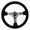 NRG Reinforced Steering Wheel (350mm / 3in. Deep) Blk Suede w/Hydrodipped Digi-Camo Spokes