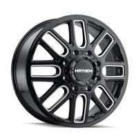 Mayhem 8107D Cogent Dually 22x8.25/8x165.1 BP/115mm Offset/121.3mm Hub Black w/ Milled Spokes Wheel