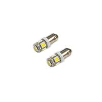 Oracle BA9S 5 LED 3 Chip Bayonet Bulbs (Pair) - White SEE WARRANTY