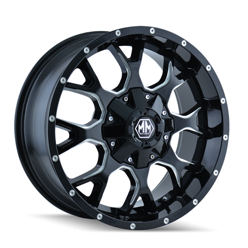 Mayhem 8015 Warrior 17x9 / 6x114.3 BP / 18mm Offset / 78.3mm Hub Black w/ Milled Spokes Wheel