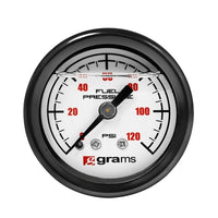 Grams Performance Universal 0-120 PSI Fuel Pressure Guage - White Face