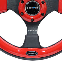 NRG Reinforced Steering Wheel (320mm) Blk w/Red Trim & 5mm 3-Spoke