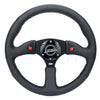 NRG Reinforced Steering Wheel (350mm/ 2.5in. Deep) Sport Leather Racing/ 4mm Matte Black Spoke