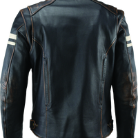 River Road Hoodlum Vintage Leather Jacket Black - Small