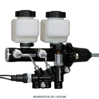 Wilwood Tandem Remote M/C Kit w L/H Brkt & Prop Valve - 15/16in Bore Black-W/Pushrod