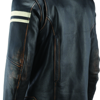 River Road Hoodlum Vintage Leather Jacket Black - Small