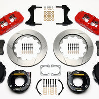 Wilwood AERO4 Rear P-Brake Kit 14.00in Red Chevy 12 Bolt-Spec 3.15in Brng