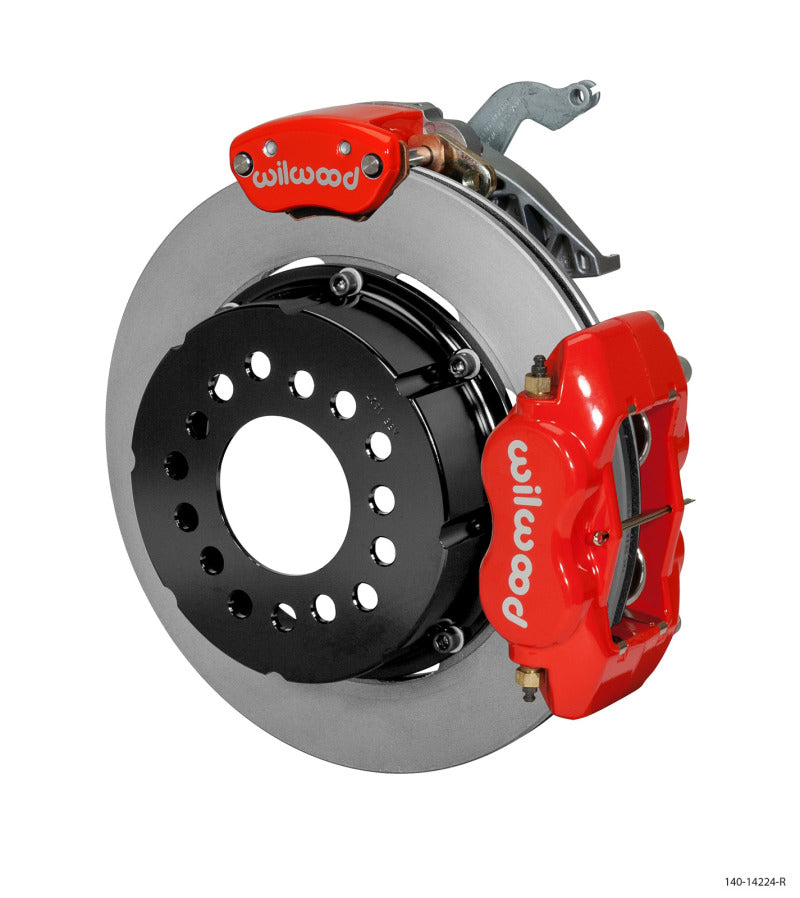 Wilwood Forged Dynalite P/S Rear Kit w/MC4 P-Brake Red Chev 12 Bolt w/Clip Eliminator