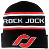 RockJock Beanie Black w/ Red and White RJ Logos and Stripes One Size Fits All