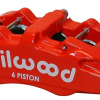 Wilwood Caliper-Forged Dynapro 6 5.25in Mount-Red-L/H 1.62/1.38in/1.38in Pistons .81in Disc