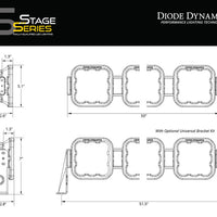 Diode Dynamics SS5 Sport Universal CrossLink 8-Pod Lightbar - Yellow Driving