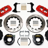 Wilwood AERO4 Rear P-Brake Kit 14.00in Drilled Red Small Ford 2.50in Offset