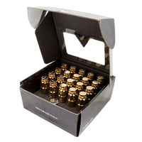 NRG 700 Series M12 X 1.5 Steel Lug Nut w/Dust Cap Cover Set 21 Pc w/Locks & Socket - Chrome Gold