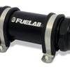 Fuelab 828 In-Line Fuel Filter Long -8AN In/Out 6 Micron Fiberglass - Black