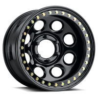 Raceline RT81 Rock 8 17x8in / 5x114.3 BP / -25mm Offset / 83.82mm Bore - Gloss Black Beadlock Wheel