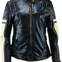 River Road Dame Vintage Leather Jacket Black Womens - Large