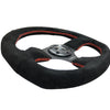 NRG Reinforced Steering Wheel (320mm Horizontal / 330mm Vertical) Suede w/Red Stitch