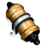 Fuelab 818 In-Line Fuel Filter Standard -6AN In/Out 6 Micron Fiberglass - Gold