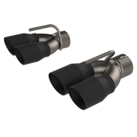 QTP 15-18 Dodge Challenger 6.2L/6.4L 304SS Screamer Exhaust 3in Quad Tip Adapter w/Black Tips