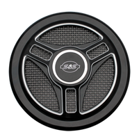 S&S Cycle Stealth Applications Tri-Spoke Air Cleaner Cover w/ Machined Highlights - Gloss Black