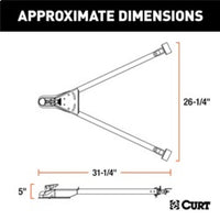 RockJock Curt Tow Bar with Adjustable Width Arms Car Mount 2in Ball 5000lbs