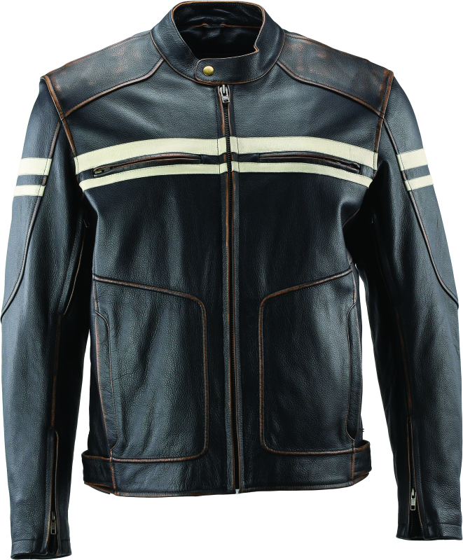 River Road Hoodlum Vintage Leather Jacket Black - XL