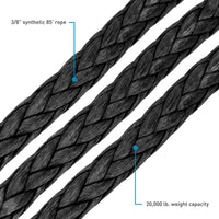 Borne Off-Road Synthetic Rope - 3/8in x 85ft - Black