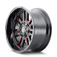 Mayhem 8115 Apollo 20x10 / 6x135 BP / -19mm Offset / 106mm Hub Black w/ Prism Red Wheel