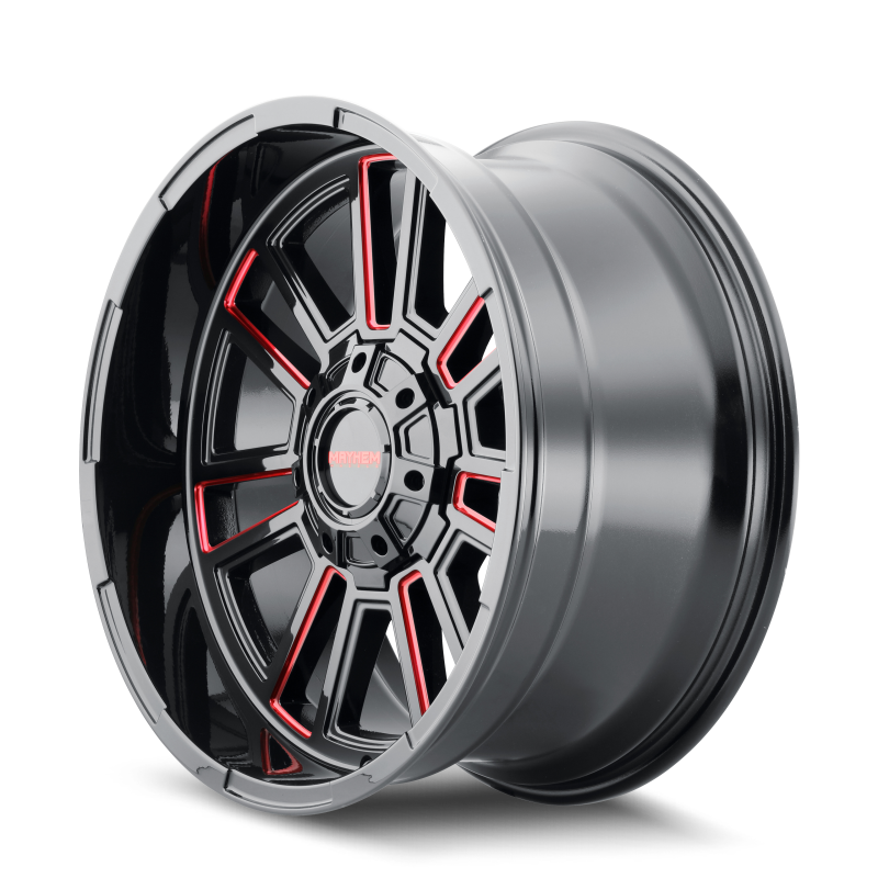 Mayhem 8115 Apollo 20x9 / 5x127 BP / 0mm Offset / 87.1mm Hub Black w/ Prism Red Wheel