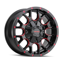 Mayhem 8015 Warrior 20x9 / 8x165.1 BP / 18mm Offset / 130.8mm Hub Black w/ Prism Red Wheel