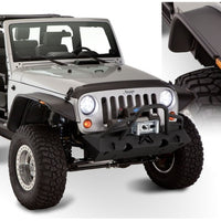 Bushwacker 07-18 Jeep Wrangler Flat Style Flares 4pc Fits 2-Door Sport Utility Only - Black