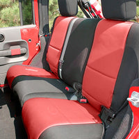 Rugged Ridge Seat Cover Kit Black/Red 07-10 Jeep Wrangler JK 2dr