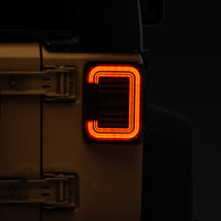 Raxiom 07-18 Jeep Wrangler JK Axial Series LED Halo Tail Lights- Black Housing (Dark Smoked Lens)