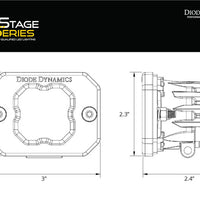 Diode Dynamics Stage Series C1 LED Pod - Yellow SAE Fog Flush ABL (Pair)