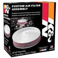 K&N 14in Red Custom Air Cleaner Assembly - 5.125in ID x 14in OD x 2.75in H x 1.25in Drop Base