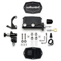 Wilwood Compact Tandem M/C - 7/8in Bore w/RH Bracket and Valve (Mustang Pushrod) - Black