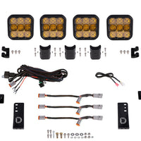 Diode Dynamics Jeep JL SS5 4-Pod CrossLink Grille Lightbar Kit Sport - Yellow Combo