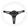 NRG Classic Wood Grain Steering Wheel (350mm) White Paint Grip w/Black 3-Spoke Center