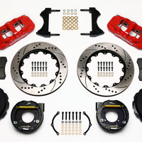 Wilwood AERO4 Rear P-Brake Kit 14.00in Drill Red Ford 8.8 w/2.5in Offset-5 Lug